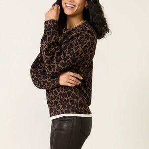 Clare V. Oversized Animal Print Sweatshirt Size Small